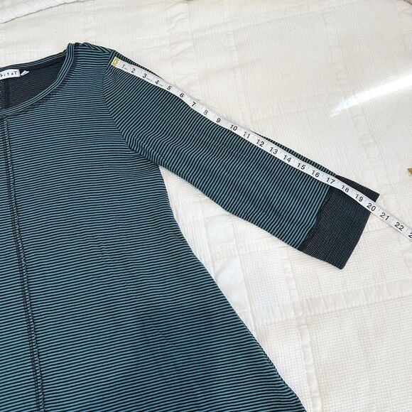 Habitat Top Women Small Blue Striped Comfy Knit 3/4 Sleeve Tunic Lagenlook Long - Picture 9 of 10